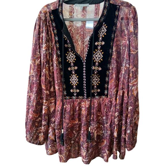Daniel Rainn  boho velvet embroidered tassle top plus size 3X - Picture 1 of 9